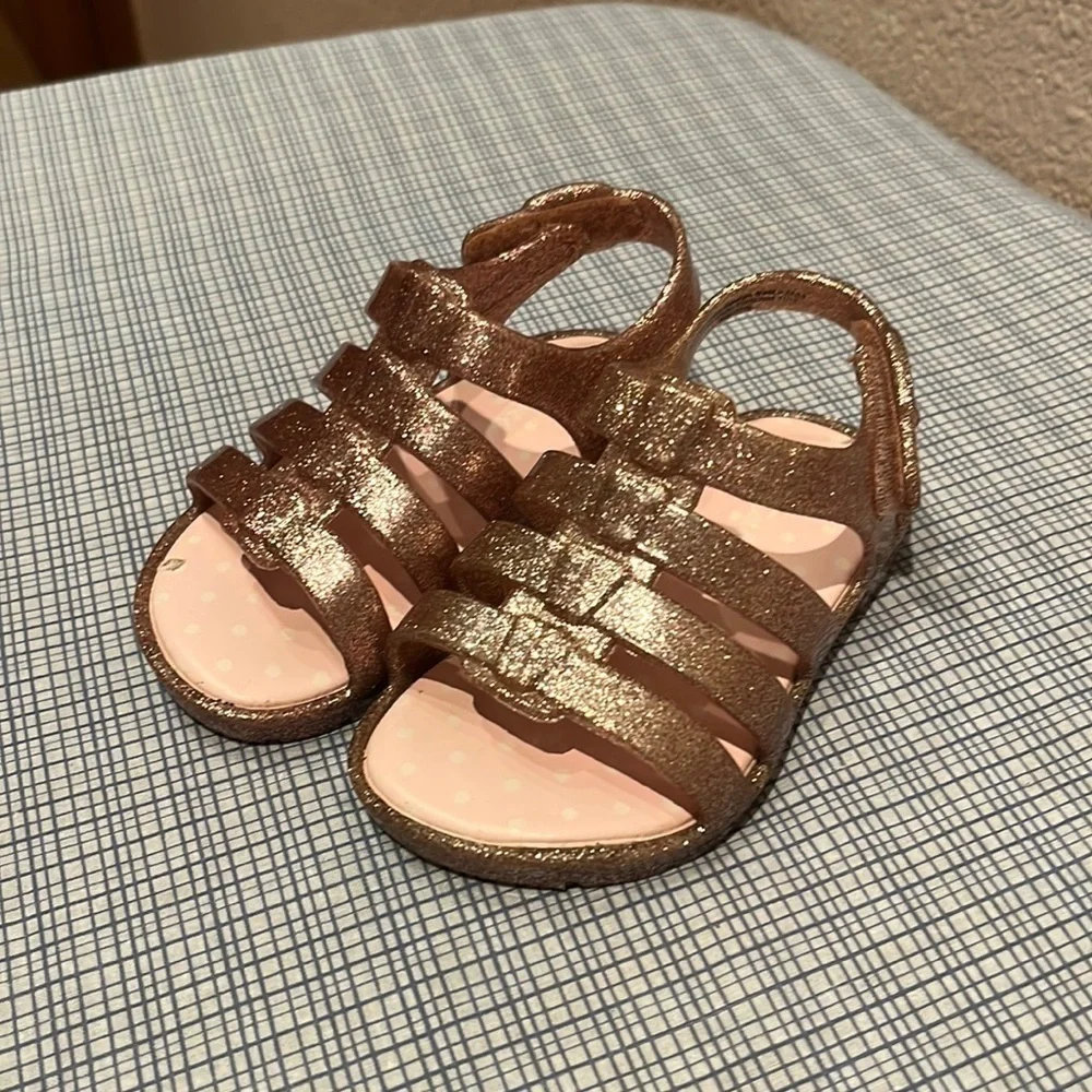 Rose Gold Pink Gold Glitter Jelly Sandals Cat and Jack Size 5